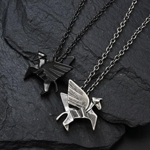 Fashion Hip Hop Stainless Steel Necklace for Men and Women Picasso Abstract Art Pegasus Pendant High Quality Wholesale Jewelry