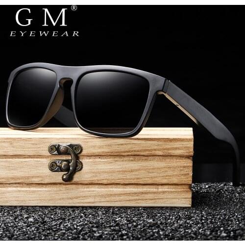 GM New Arrivals Black Wooden Polarized Sunglasses for Men Bamboo Sunglasses Red UV400 Lenses Fashion Driving Shades S5523