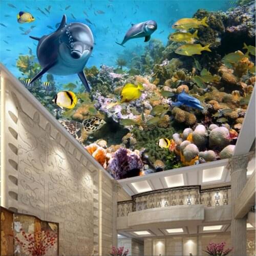 Beibehang Wallpaper Mural Wallpaper Fantasy Coral Underwater World Ceiling Ceiling Fresco papel de parede 3d para sala atacad