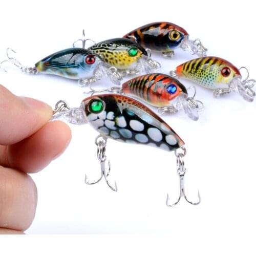 Free Shipping 6Pcs/Lot 4.5cm_4g Fishing Lure Artificial Crank Hard Bait Topwater Minnow Wobbler Whopper Plopper Bauble YU003