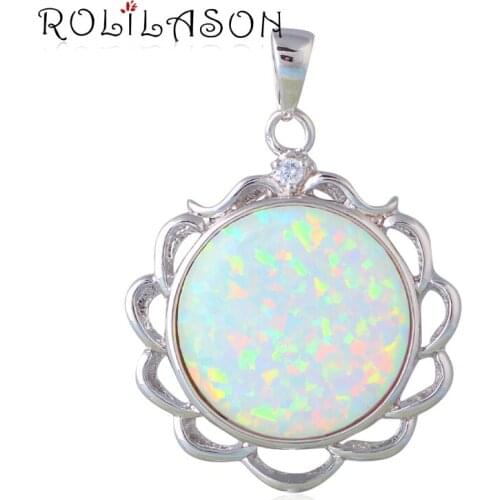 Promotion Glam Luxe Mysterious Necklaces jewellery Round White Fire Opal Sterling Silver Pendants Australia OP598