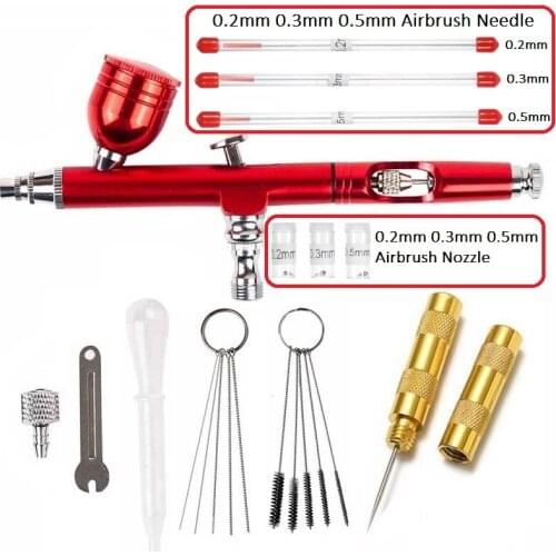 Airbrush Tool 0.2mm 0.3mm 0.5mm Nozzle Needle Spray Gun Cake Decorating Brushes For Nail Manicure With Wrench Straw
