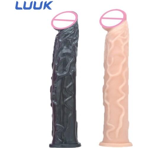 LUUK 33cm*5cm Realistic Dildo Suction Cup Dick Irregular Stripe stimulate Massage Vaginal Masturbation Woman Realistic Penis