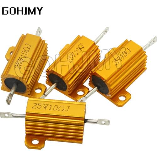 RX24 25W Aluminum Power Metal Shell Case Wirewound Resistor 0.01 ~ 30K 1 2 3 5 6 8 10 20 100 150 200 300 500 1K 10K ohm