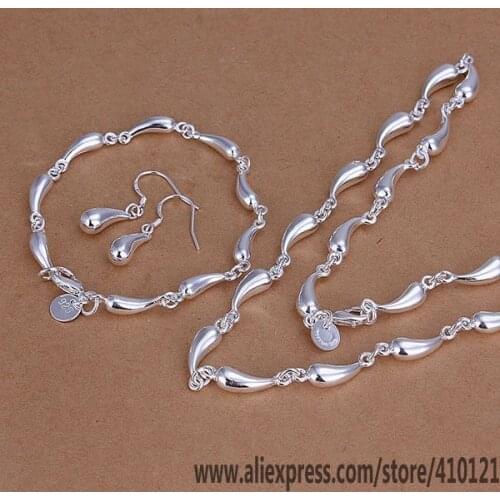 S189 Hot High Quality Silver Color Jewelry Sets,fashion Jewelry Elegant Charms Fashion Droptear Drop Earrings Bracelet Necklace