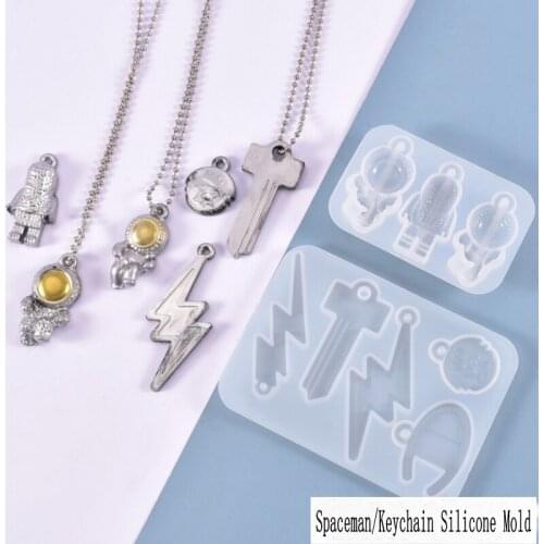 DIY Spaceman Lightning Keychain Decor Silicone Mold Jewelry Fillings Pendant Accessory Handmade Epoxy Resin Cabochon Mould Craft