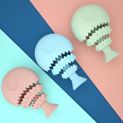 Pet Dog Puppy TPR Fish Bone Shape Anti Bite Molar Teeth Cleaner Stick Chew Toy