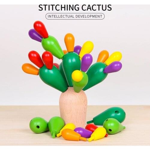 Assembled Prickly Pear Childrens Wooden Cactus, Early Education, Intellectual Brain Development, Toy Building Blocks