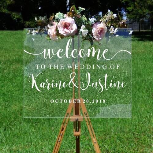 Wedding decoration Welcome Sign sticker Personalized Couples Names and Dates Mirror Decal Bridal Shower Custom Vinyl Decal G626