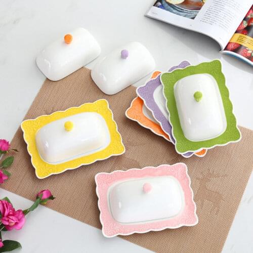 Embossed White Ceramic Butter Dish With Cover Ceramic Beurrier Ceramic Mantequillera Porcelain масленка для сливочног масла