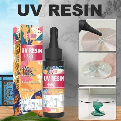 Hard UV Resin Glue 60g Crystal Clear Type Glue Ultraviolet Curing Epoxy Resin for DIY Jewelry Making Quick-drying Non-toxic Glue