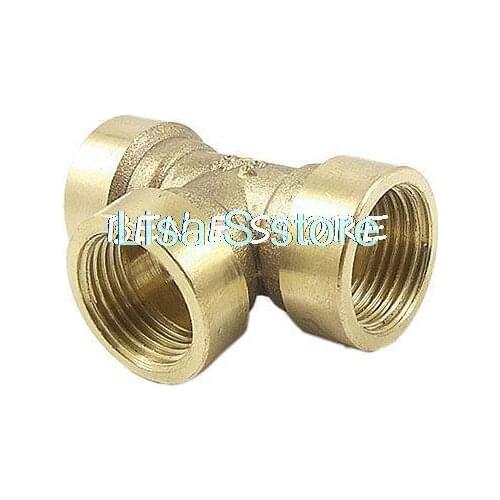 Water Air Pipe 37/64" Threaded Brass T Shape Equal Female Tee Adapter Connector