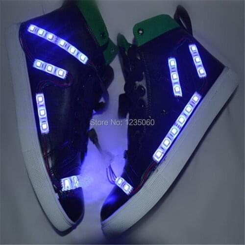 Colorful ballroom dancing LED luminous shoes unisex led men women wireless light ballroom dance costumes led stage shoes