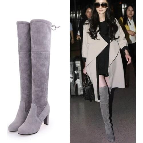 2020 thigh high boots women fashion sexy stretch boots women faux suede high heel over the knee boots winter