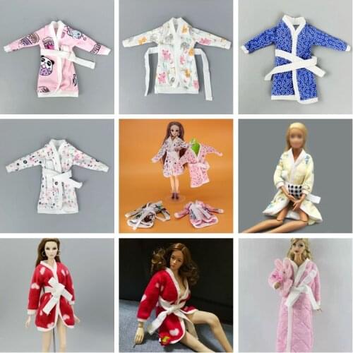 1/6 BJD Dolls Accessories Robe For Barbie Clothes Bathrobe Winter Pajama Bathroom Suits Wear Sleeping Casual Outfits Kids Toy