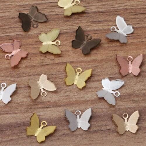 SIXTY TOWFISH 100 Pieces DIY Jewelry Accessories Size 11*13mm Copper Materials Ancient Retro Style Butterfly Flower Slice Charms