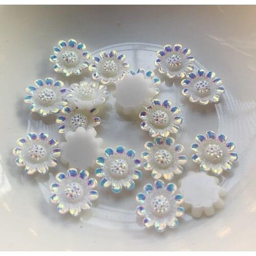 12mm White AB flowered Rhinestones/DIY jewelry/white flowers/wedding decoration/resin crafts nail decoration 40pcs/lot