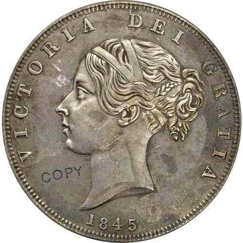 1845 United Kingdom 1/2 Crown Victoria Cupronickel Plated Silver Collectibles Copy Coin