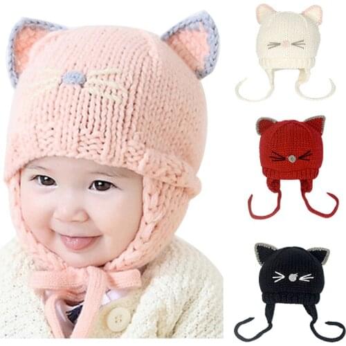 2021 Winter Hat For Newborn Baby Warm Knitted Beanie For Kids Toddler Infant Cartoon Hat Kid Cute Ear Cap Girl Boy xmas hat