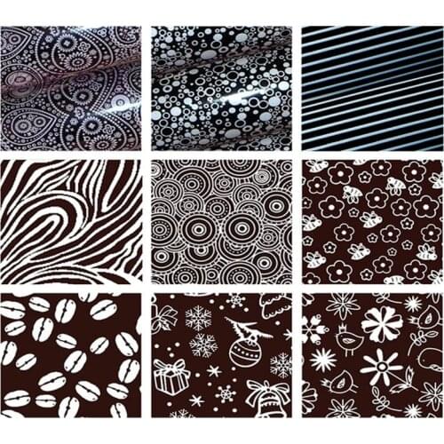 5/10/15 Sheets Mixed Chocolate Transfer Paper DIY Baking Cake Decoration Home Bakery Food Biscuit Printing Pattern Mold 21*31cm