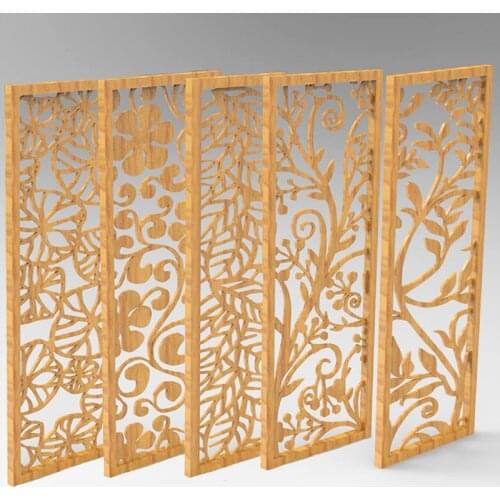 5pcs Panels Partition 3d model relief for cnc in STL file format Hollow out floral carving Door and window partition 3D Printing