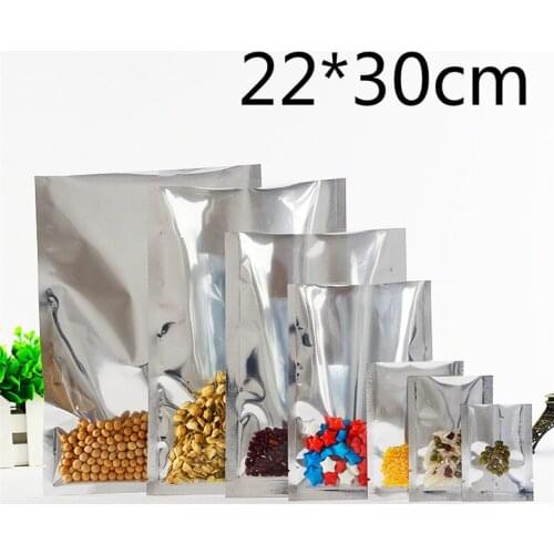 50Pcs/Lot 22*30cm Plastic Flat Silver Foil Heat Seal Plating Clear Aluminum Foil Bag Food Storage Packing Open Top Vacuum Pouch