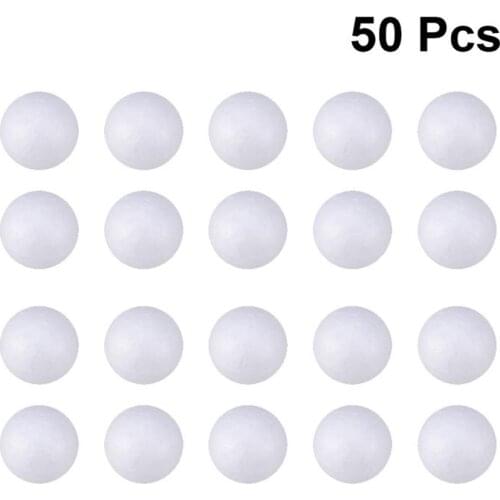 50pcs Wedding Decoration Modeling Craft Solid Polystyrene Foam Balls Round Spheres DIY Stuff White (Solid 2cm)