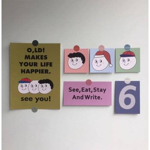 SIXONE 6 Sheets Cute Big Face Decorative Card Smile Stickers Paper Jam Wall Decoration Shooting Props Decorative Painting Suit