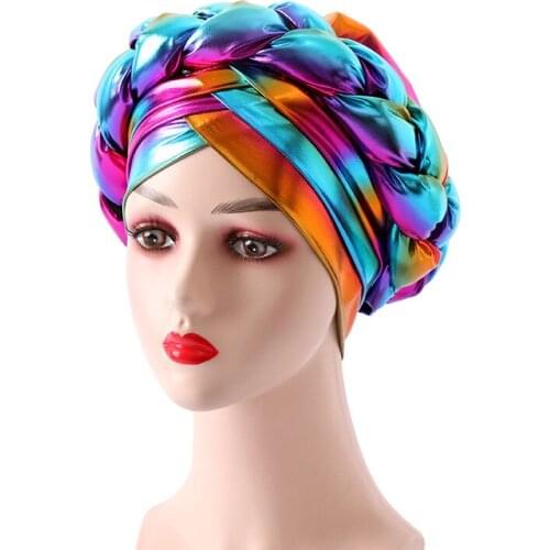 African Women Headtie New Arrival Fashion 2021 Africna Women Solid Color Polyester Caps