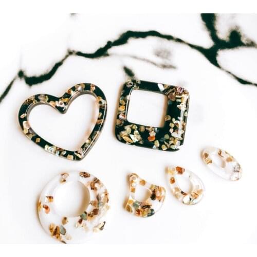 Acrylic Oval Drip Shape Ear Drop Black White Color Pendant Accessories Necklace Charms Jewelry Finding Diy Material 6pcs