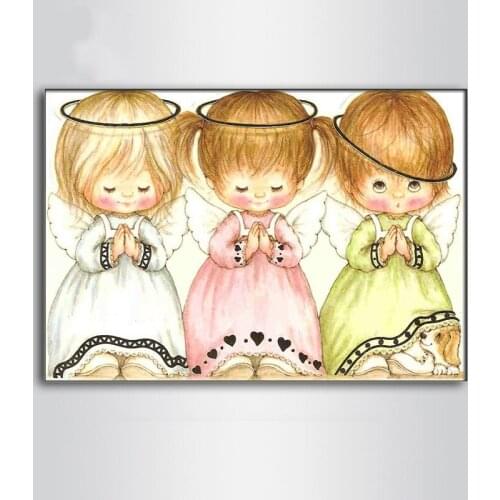 Diamond painting cartoon angel wall art DIY Christmas gift diamond embroidery mosaic needle line full square / round home decora