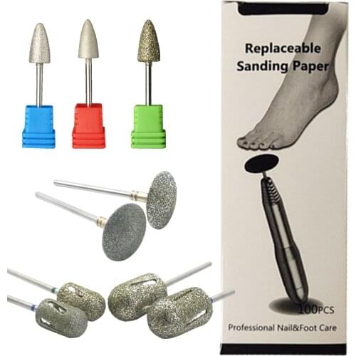 Diamond Nail Drill Bit Sanding Band Paper Rotary Burr Foot Rasp Cuticle Cutter Pedicure Tool Accessories Mill Manicure feet File