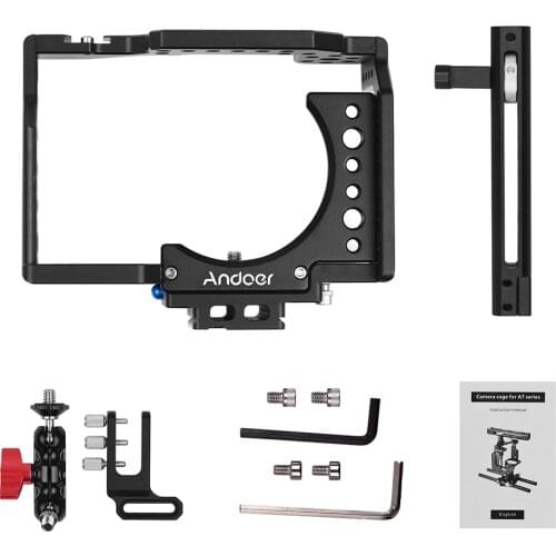 Andoer Camera Cage Aluminum Alloy with Cold Shoe Mount Cable Clamp Mounting Adapter for Sony A7II/A7III/A7SII/A7M3/A7RII/A7RIII
