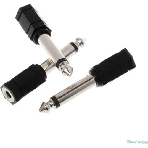 3Pcs/Set 6.35mm 1/4" Mono Plug to 1/8" 3.5mm Stereo Jack Female Audio Converter Adapter