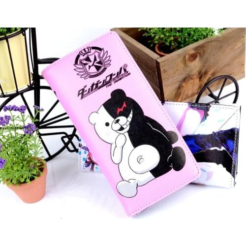 Danganronpa monokuma anime clutch bag student long coin purse child tri-fold multi-card wallet PU leather female wallet
