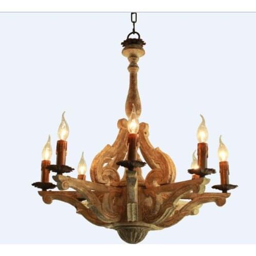 DISHENGQI,Nordic American Vintage Solid Wood Pendant Light Restaurant Hotel Caffee Bar Lighting