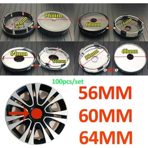 100PCS Car Logo Emblem ABS/PVC Auto Wheel Center Caps 56mm 60mm 64mm for bmw Citroen Chevrolet Fiat Audi Rover Suzuki Seat