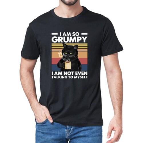 Unisex 100% Cotton Black Cat I'm So Pissed Off I Am Not Even Talking To Myself Funny Gift Summer Mens T Shirt Women Soft Tee