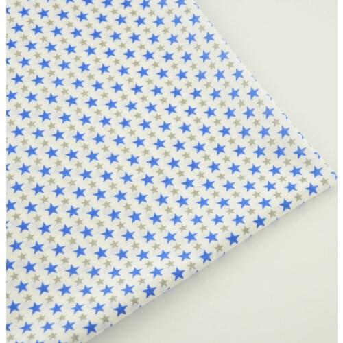 Cotton Fabric Home Textile Sewing Fabric Beige Printed Blue and Gray Star Designs Cloth Dolls Tecido Tela Plain Crafts Patchwork