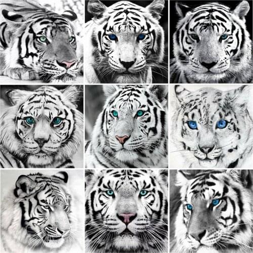 HUACAN DIY Diamond Embroidery Cross Stitch Tiger Full Square 5D Diamond Painting Animal Home Decoration Gift