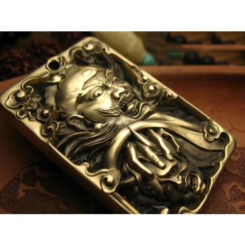 Chinese Tibet Copper Carved Prosperity Brought By The Zhong Kui catch the ghost Wishing Lucky Charms Amulet Luck Pendant