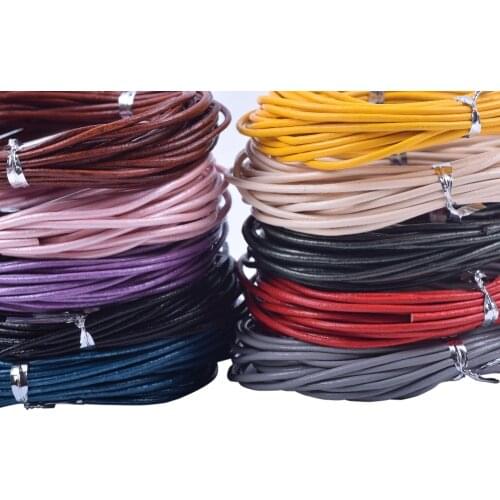 KONMAY 50 Yards Round Jewelry Leather Cord Mixed 10 Colors Each Color 5 Yards