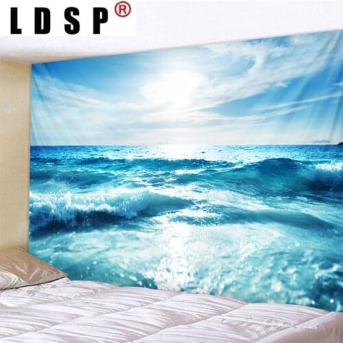 LDSP Blue Sea Bohemia Landscape Tapestry Wall Hanging Wall Covering Rugs Background Cloth Beach Mat Blanket Art Home Decor