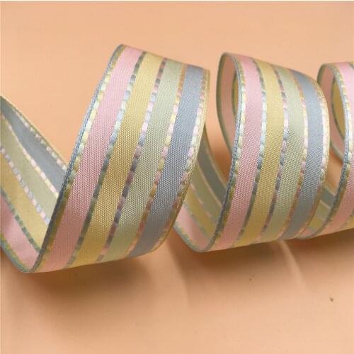 38MM 25yards Wired Edge Ribbons Colored Stripes Stitch for Festival Christmas Decoration New Year Gift wrapping