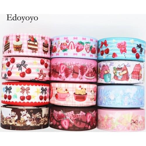 10 Yards 1'' 25MM Fruits/Cake Printed Grosgrain Ribbons For Hair Bows DIY Handmade Materials Y19121001