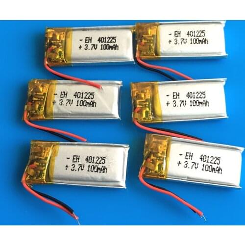 Lot 6 pcs 401225 100mAh lipo rechargeable battery lithium polymer Li ion cell for MP3 bluetooth watch MID headset headphon