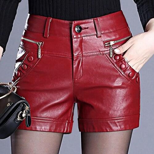 MOONBIFFY Women's Leather Shorts