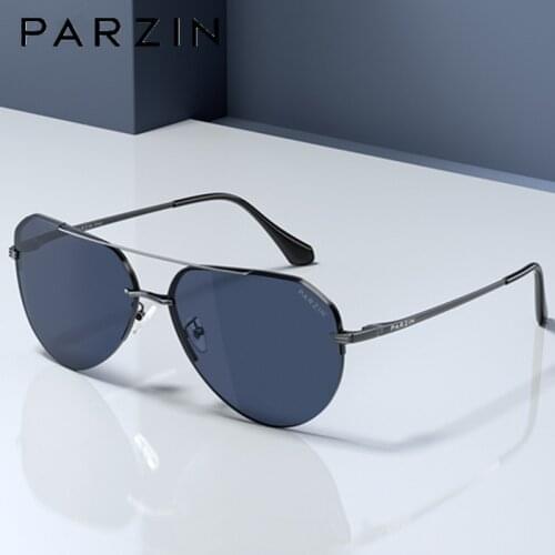 PARZIN Polarized Men Sunglasses Metal Big Frame Nylon Lenses Driving Glasses For Male New 8296