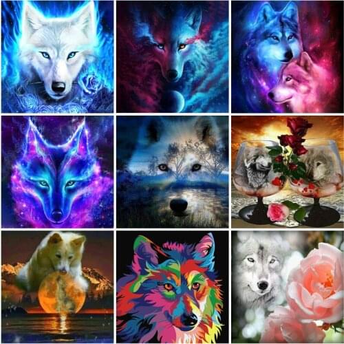 Diy 5d Full Drill Round Rhinestones Animal Wolf Diamant Painting Embroidery Home Decor Handmade Gift Diamond Painting Kit Hobb
