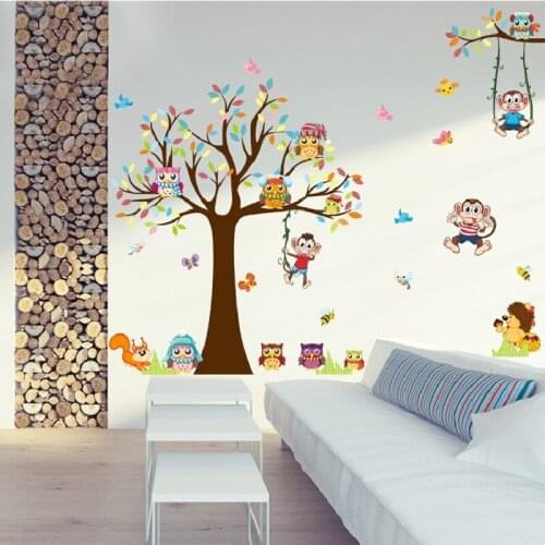 Big Tree Wall Sticker For Kids Bedroom Cartoon Plane Diy Window Decor Poster Home Decorative Plant Mural Art Wallpapaer